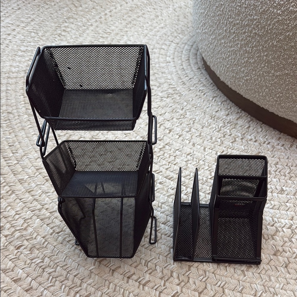 Black Mesh Desk Organizer Set